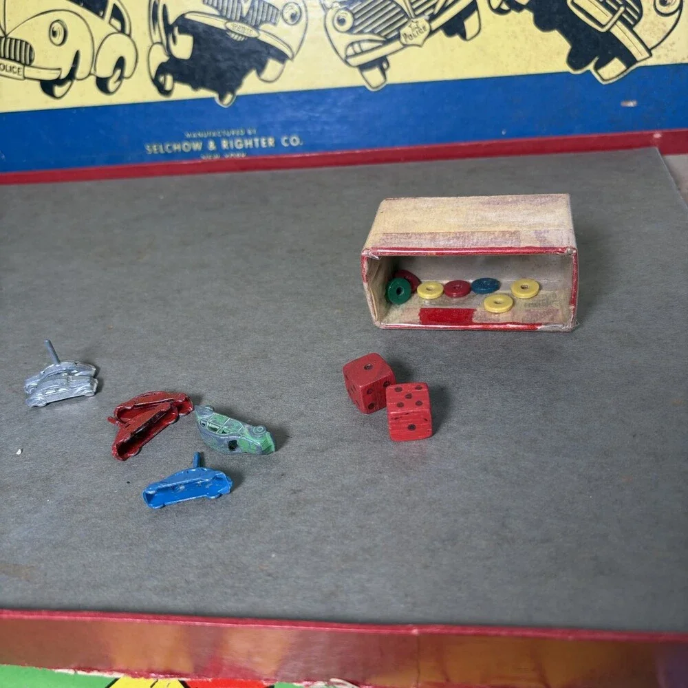 Vintage CABBY Selchow & Righter Board Game Metal Pieces 1938 (Incomplete)